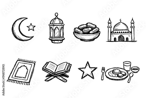 Islamic cultural symbols and elements for Ramadan and Eid celebrations