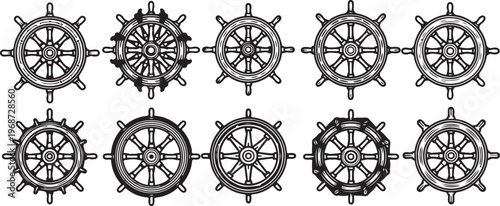 Detailed technical drawings of various mechanical gears and components Vector