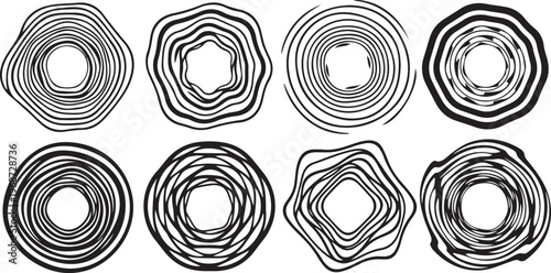 Intricate geometric patterns with concentric circles and radial symmetry Vector