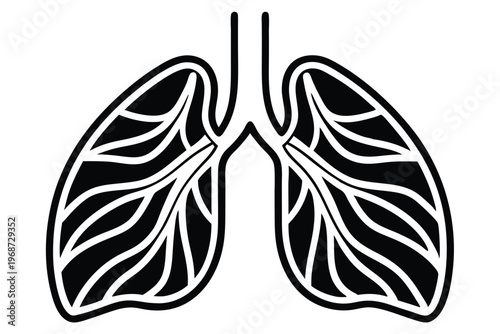 lungs silhouette line art vector illustration with a white background