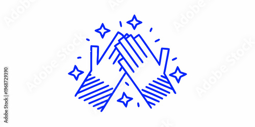 Two hands giving a high five surrounded by sparkling stars