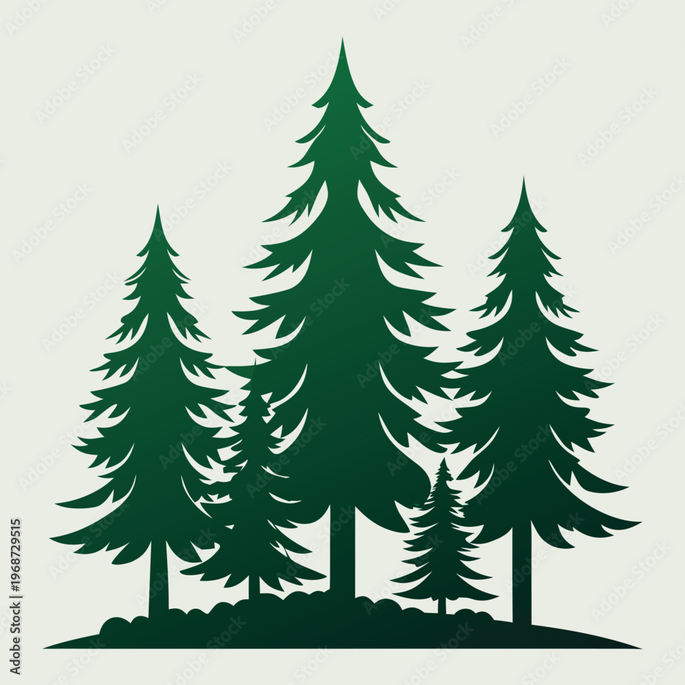 Obraz premium pine tree silhouette, forest landscape, nature background