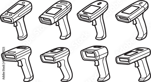 A collection of eight intricately designed wooden chairs with woven backs and legs Vector