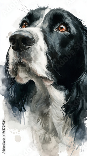 Springer spaniel watercolor portrait