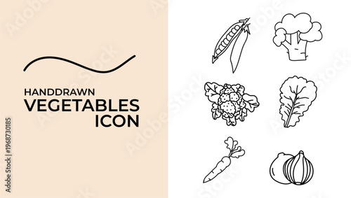 Hand drawn vegetables icon set , simple doodle icon set