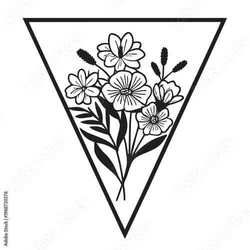 botanical line art flowers minimal elegant vector