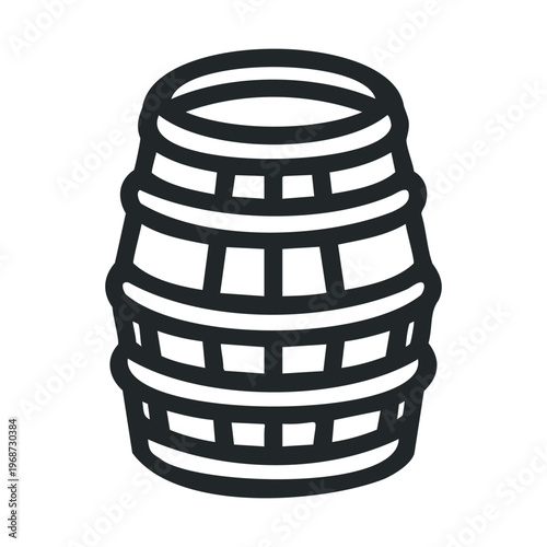 Wooden barrel icon illustration simple design representing storage or alcoholic beverages like wine and beer in a minimalist style.