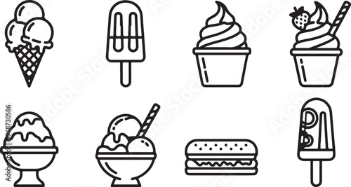 Simple line drawings of various everyday objects and food items Vector