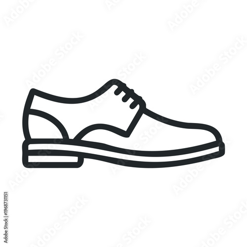 Classic men's dress shoe icon, featuring a sophisticated laced design, perfect for representing formal wear, business attire, and elegant fashion in a clean, minimalist outline illustration.