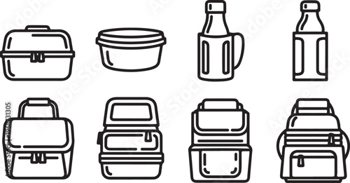 A collection of eight distinct mechanical and electronic devices Vector