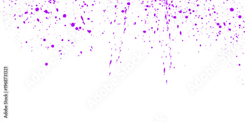 Photography Purple paint splatters on a transparent background with vibrant droplets