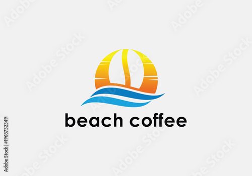 Beach Coffee Logo A Refreshing Blend of Seaside and Brewed Delights.
