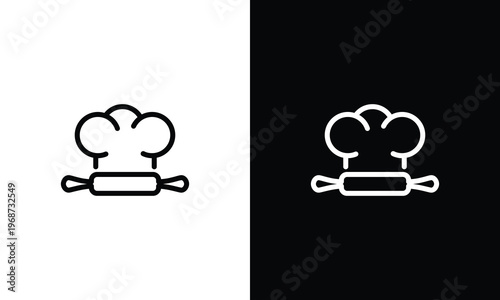 Chefs hat and rolling pin icon perfect for culinary and baking themes.