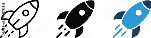 Rocket icon launching upward startup growth innovation business strategy marketing progress vector illustration design