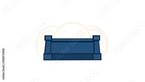 Blue security authentication scanner vector icon illustration with glowing orange signal arcs for identity verification, biometric access control, and privacy protection, minimalist flat design.