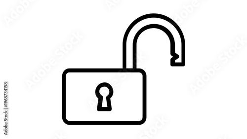 Minimalist Open Padlock Vector Icon Illustration, Flat Line Art Design of an Unlocked Security Lock for Privacy, Access Control, and Safety Concepts, Scalable AI-Generated Graphic Element.