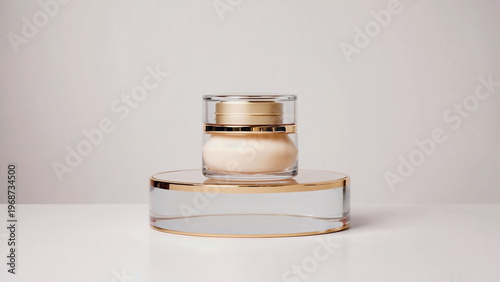 Creme lotion cosmetics podium illustration. Ai generated.