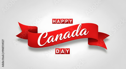 Happy canada day festive red ribbon banner celebrating canadian national day
