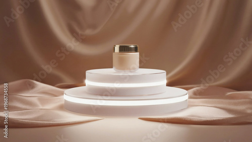 Creme lotion cosmetics podium illustration. Ai generated.