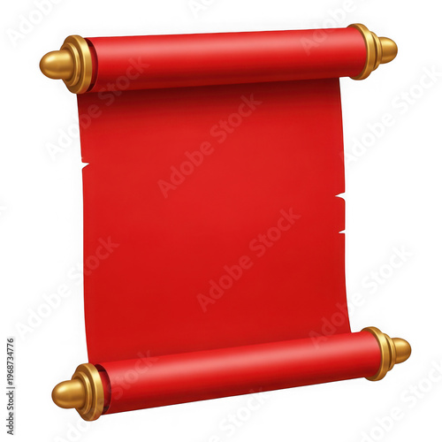 Traditional red scroll with golden tassels resting horizontally