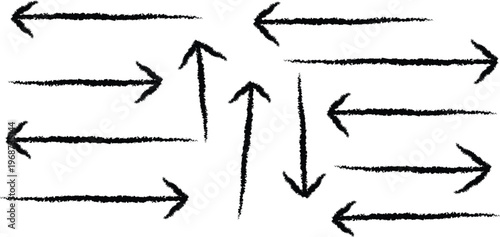 Collection of hand drawn black arrows directional indicators