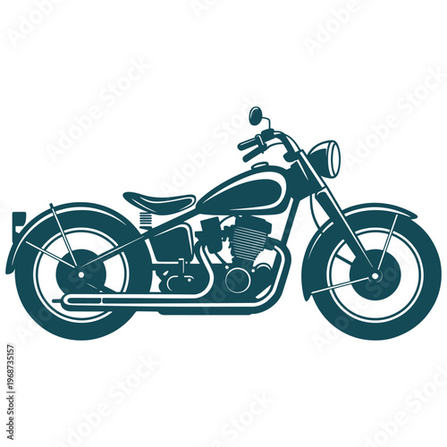 Classic blueprint style cruiser motorcycle illustration