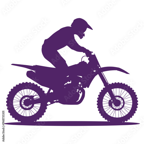 A silhouette of a motocross rider navigating a dirt bike on a track.