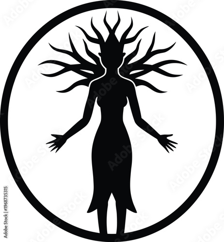Dryad silhouette vector art Illustration