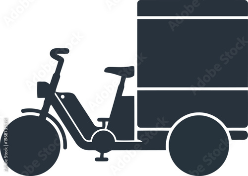 Unique minimalist silhouette of a compact electric mail delivery tricycle with a rear cargo box