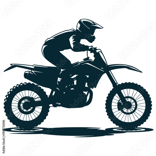 Dynamic silhouette of a motocross rider on a dirt bike in action