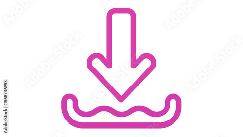 Download arrow line icon vector illustration featuring a modern purple and pink gradient design, minimalist downward pointing arrow symbol for web interface, apps, and digital file storage.