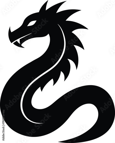 Sky Serpent Flat Icon Style silhouette vector art Illustration