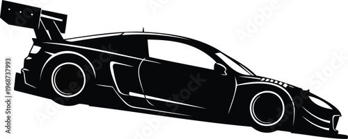 Simple flat vector silhouette of an extreme hill climb motorsport racing car