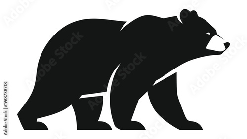Black bear silhouette walking side view with grizzly bear