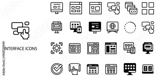 Interface simple concept 24 Black and White color icons set .Vector illustration.