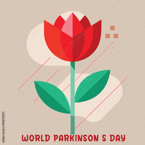 World parkinson s day red tulip illustration