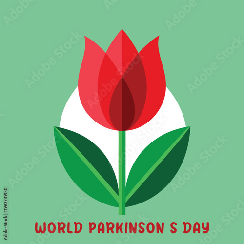 World parkinsons day awareness red tulip graphic