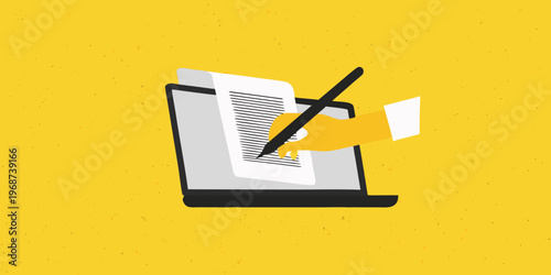 Digital signature on a document displayed on a laptop screen