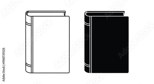 Two book outlines are displayed one white and one black showcasing simplistic design and form silhouette high quality professional detailed modern