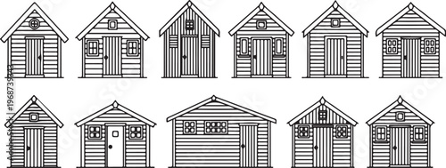 Architectural sketches of historic victorian style houses with detailed facades Vector