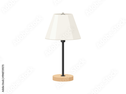 Classic Table Lamp with White Shade and Wooden Base