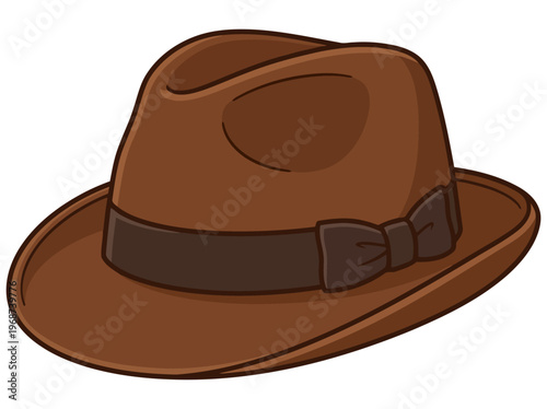 Classic Brown Fedora Hat Isolated on White Background