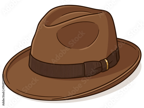Classic Brown Fedora Hat Vintage Style Illustration