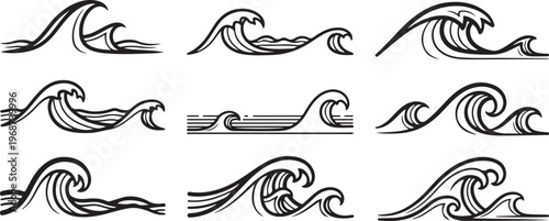 Various abstract line drawings showcasing fluid and dynamic artistic strokes Vector