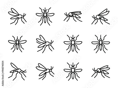 Simple Mosquito Insect Outline Icon Collection