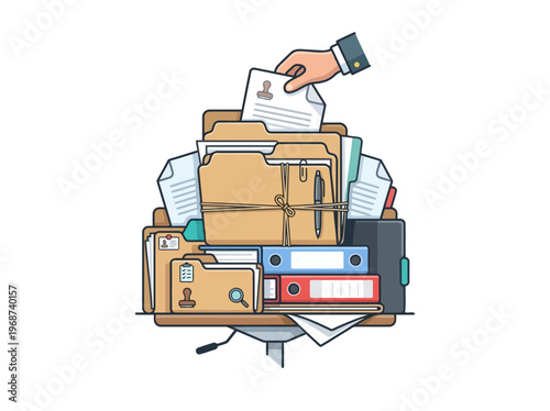 Messy Pile of Office Documents and Archive Folders