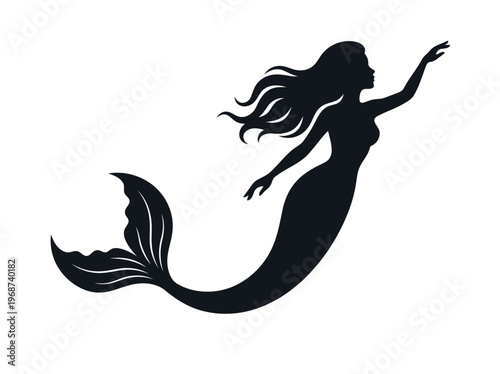 Graceful Mermaid Silhouette Reaching Upward