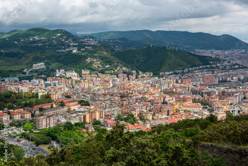 Densely populated areas of the Italian city of Salerno.