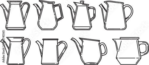 Elegant black and white line drawing of wine glasses with various designs Vector