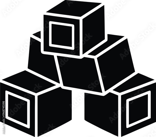 alphabet blocks silhouette vector art illustration, black and white design